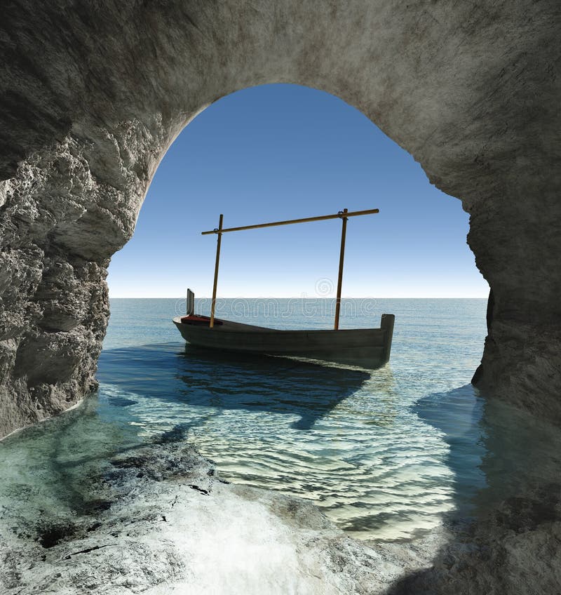 Sikt från en grotta royaltyfri illustrationer Sikt från en grotta royaltyfri illustrationer