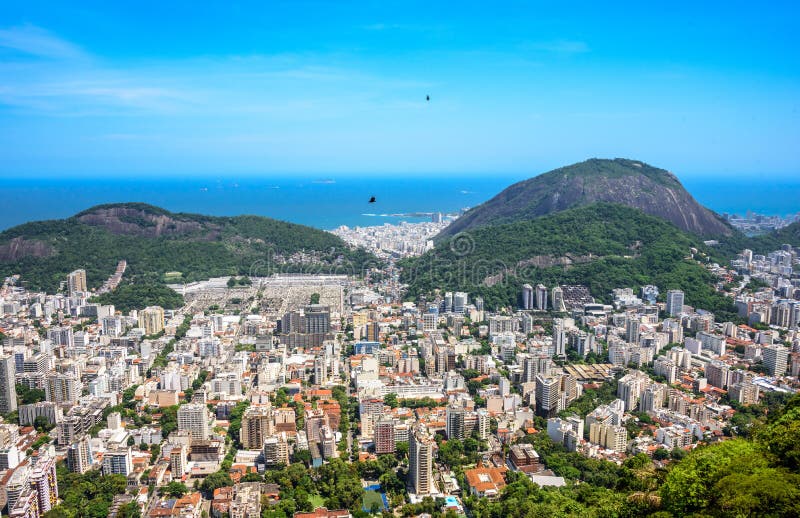 Sikt på Zona Sul - Botafogo, Humaita, Copacabana, Rio de Janeiro royaltyfri fotografi Sikt på Zona Sul - Botafogo, Humaita, Copacabana, Rio de Janeiro royaltyfri fotografi