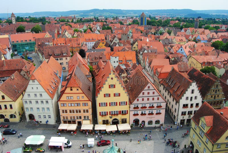 Sikt över Rothenburg obder Tauber arkivfoton Sikt över Rothenburg obder Tauber arkivfoton