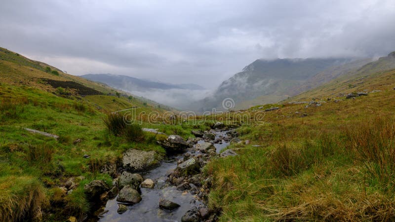 Sikten in mot Snowdon från nära Penna-Y-passerandet, Wales arkivbild Sikten in mot Snowdon från nära Penna-Y-passerandet, Wales arkivbild