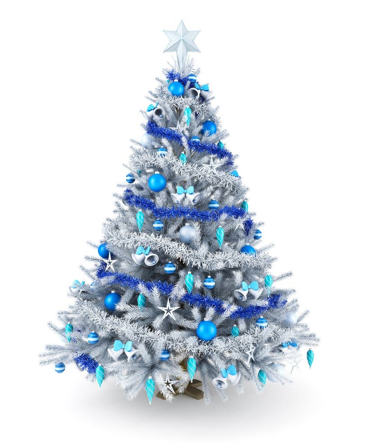 Silberner und blauer Weihnachtsbaum lizenzfreie abbildung Silberner und blauer Weihnachtsbaum lizenzfreie abbildung
