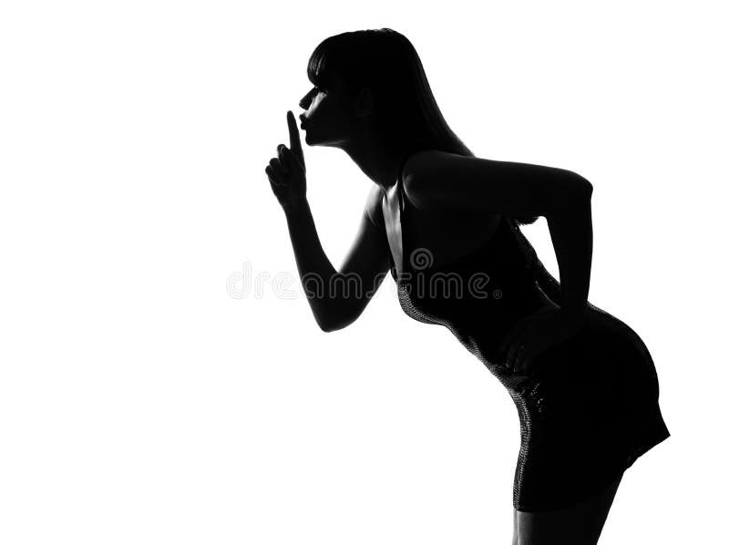 Silencio husing de la silueta del retrato con estilo de la mujer foto de archivo libre de regalías Silencio husing de la silueta del retrato con estilo de la mujer foto de archivo libre de regalías