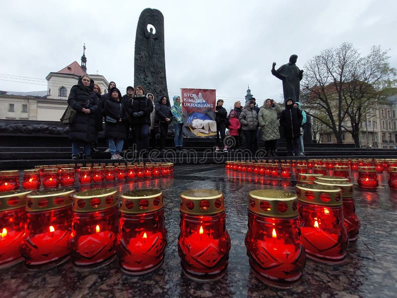 Silent action in memory of the children killed during the full-scale Russian war against Ukraine in Lviv, Ukraine