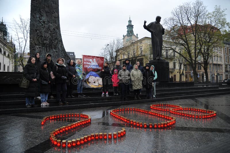 Silent action in memory of the children killed during the full-scale Russian war against Ukraine in Lviv, Ukraine