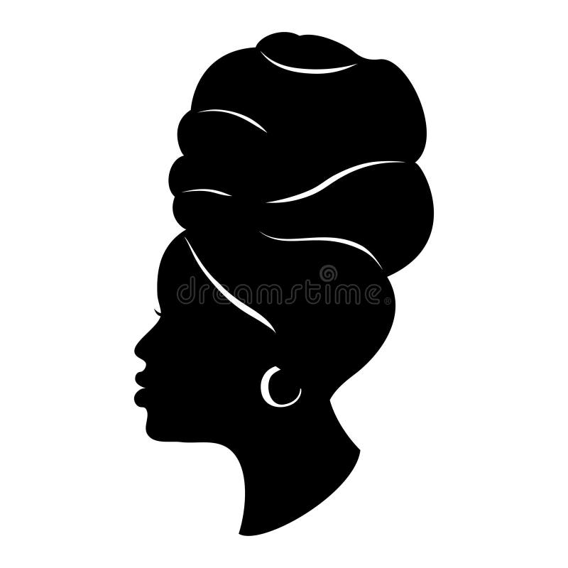 Silhoette Of African American Woman In A Head Wrap And With An Earring Beautiful Black Girl Profile Vector Fashion Stock Vector Illustration Of Profile Lady 187895762