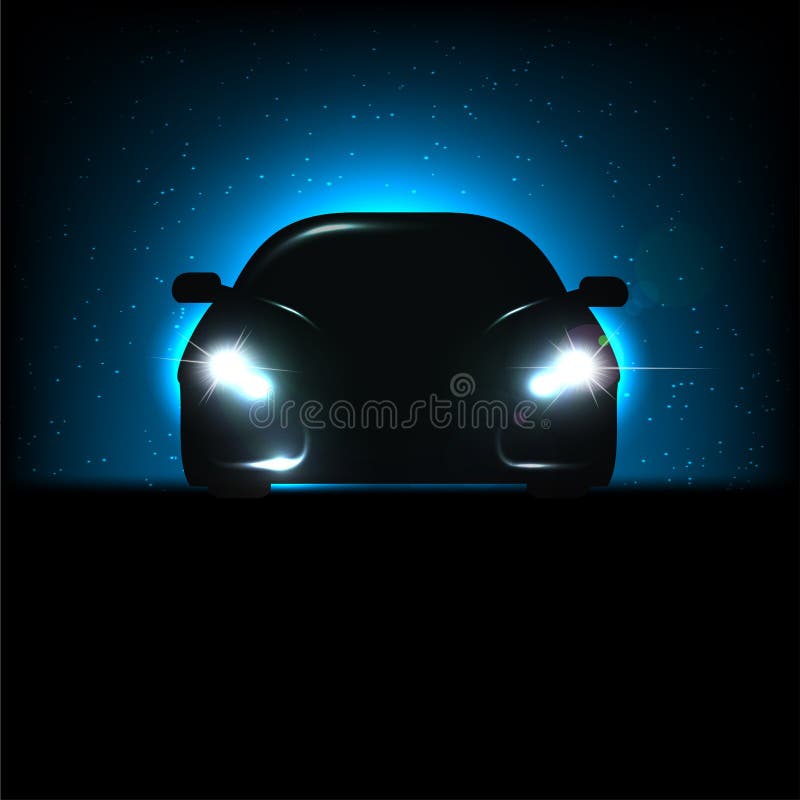 Silhouet van auto met koplampen vector illustratie Silhouet van auto met koplampen vector illustratie
