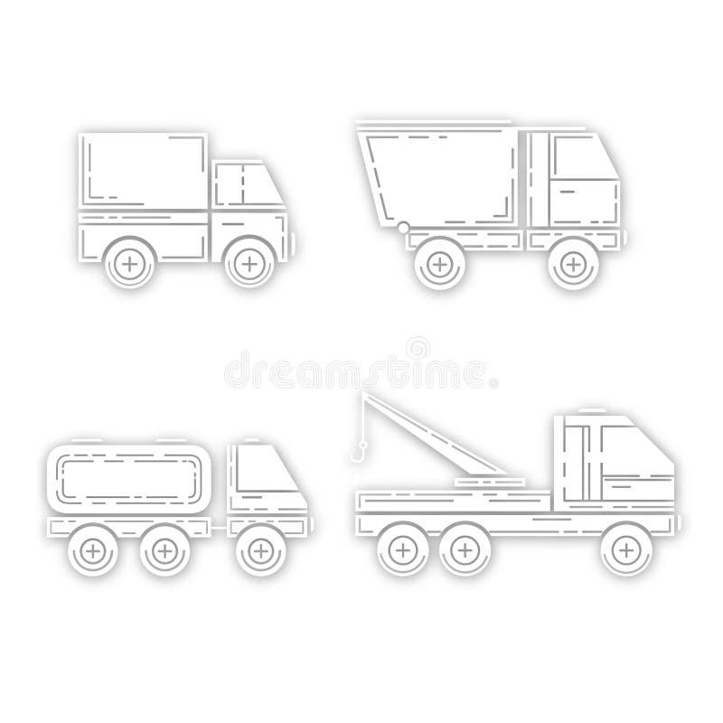 Silhouet van een vrachtwagen met een schaduw - vector vector illustratie Silhouet van een vrachtwagen met een schaduw - vector vector illustratie