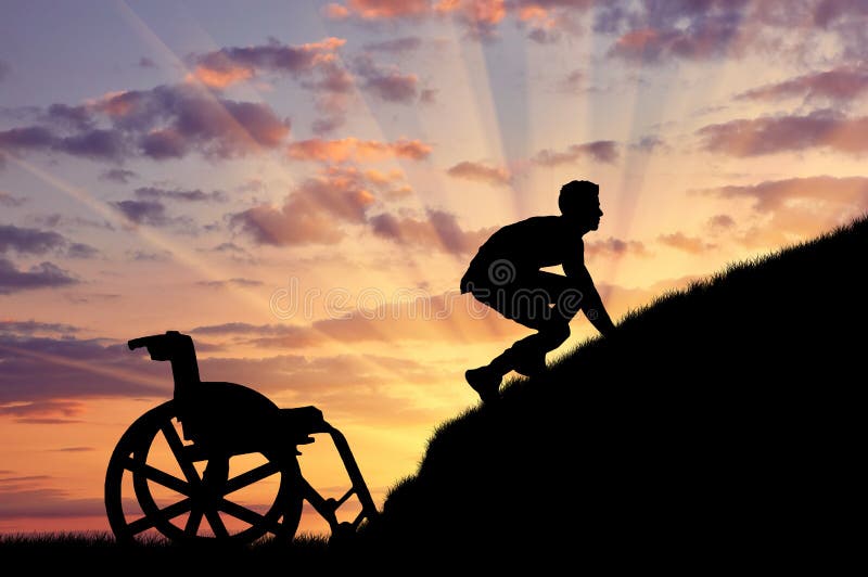 Silhouet van gehandicapte persoon stock foto Silhouet van gehandicapte persoon stock foto