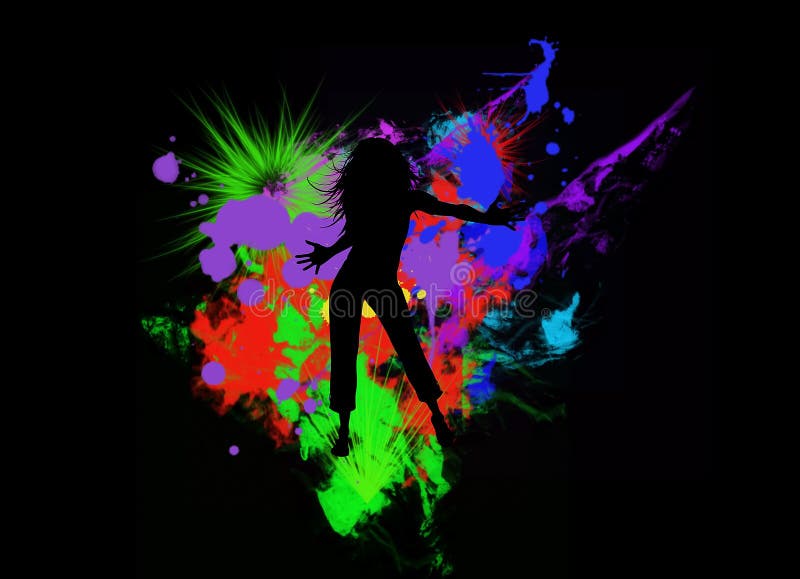 Silhouet van een meisje dat danst stock illustratie