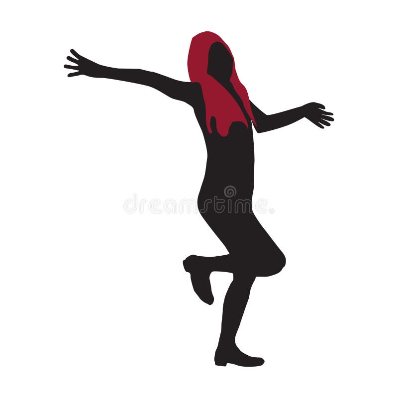 Silhouet van meisjesdansen. vectorillustratie-decoratief ontwerp royalty-vrije illustratie
