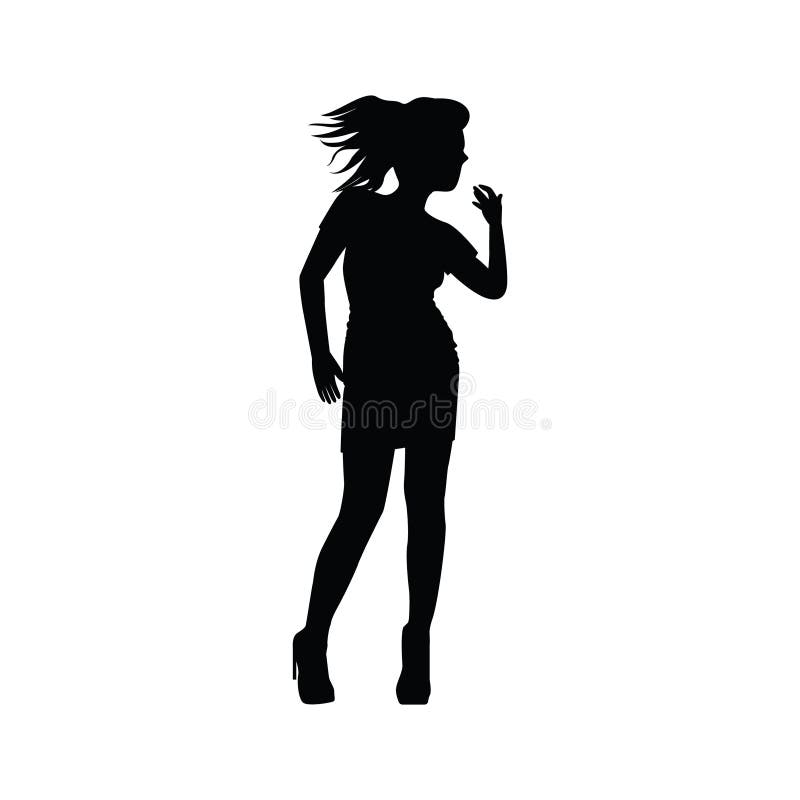 Silhouet van meisjesdansen. vectorillustratie-decoratief ontwerp royalty-vrije illustratie