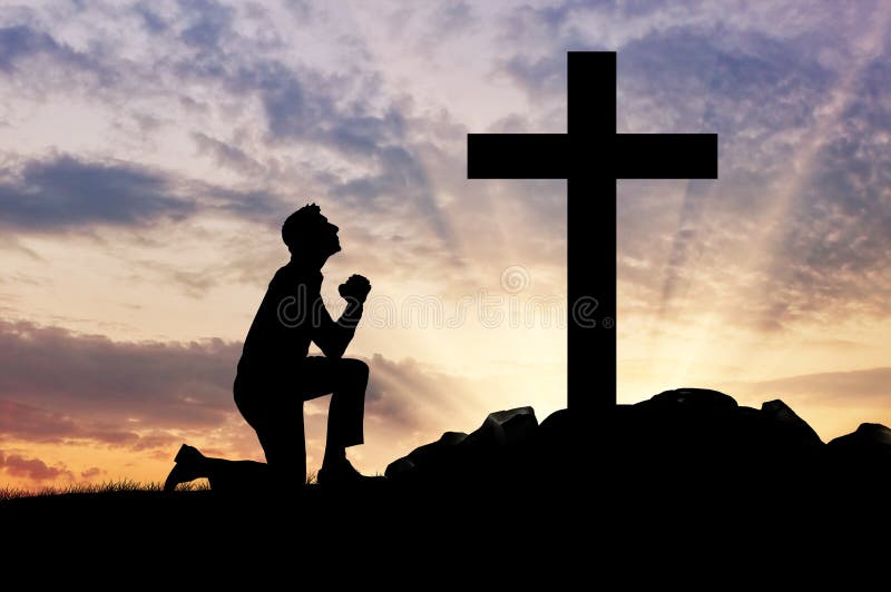 Bidden In Het Latijn Silhouet Van Mens Het Bidden Stock Foto - Image of christendom