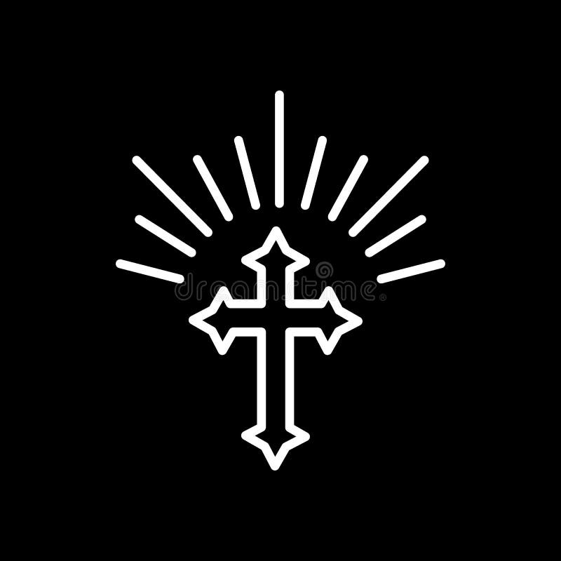 Silhouet van overladen kruis met zonlichten Gelukkige Pasen-conceptenillustratie of groetkaart Godsdienstig symbool van vector illustratie Silhouet van overladen kruis met zonlichten Gelukkige Pasen-conceptenillustratie of groetkaart Godsdienstig symbool van vector illustratie