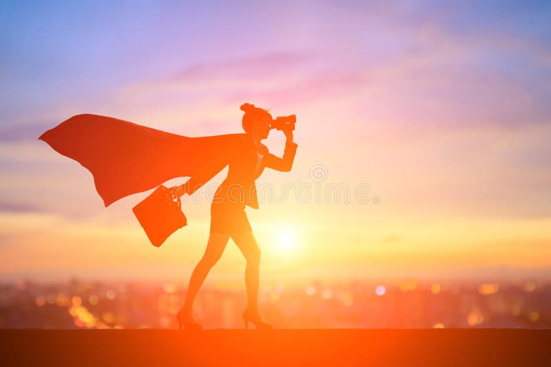 Silhouet van super bedrijfsvrouw stock afbeelding Silhouet van super bedrijfsvrouw stock afbeelding
