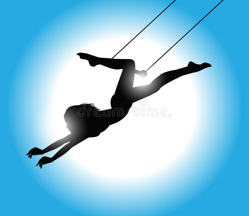 Silhouet van trapezekunstenaar