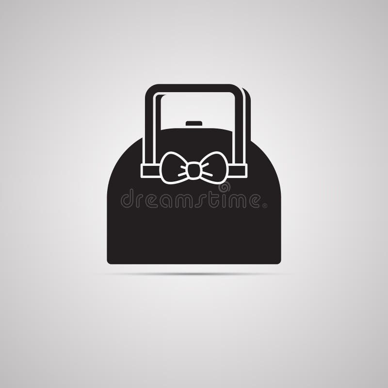 Silhouet vlak pictogram, eenvoudig vectorontwerp met schaduw Dameshandtas met boog royalty-vrije illustratie Silhouet vlak pictogram, eenvoudig vectorontwerp met schaduw Dameshandtas met boog royalty-vrije illustratie