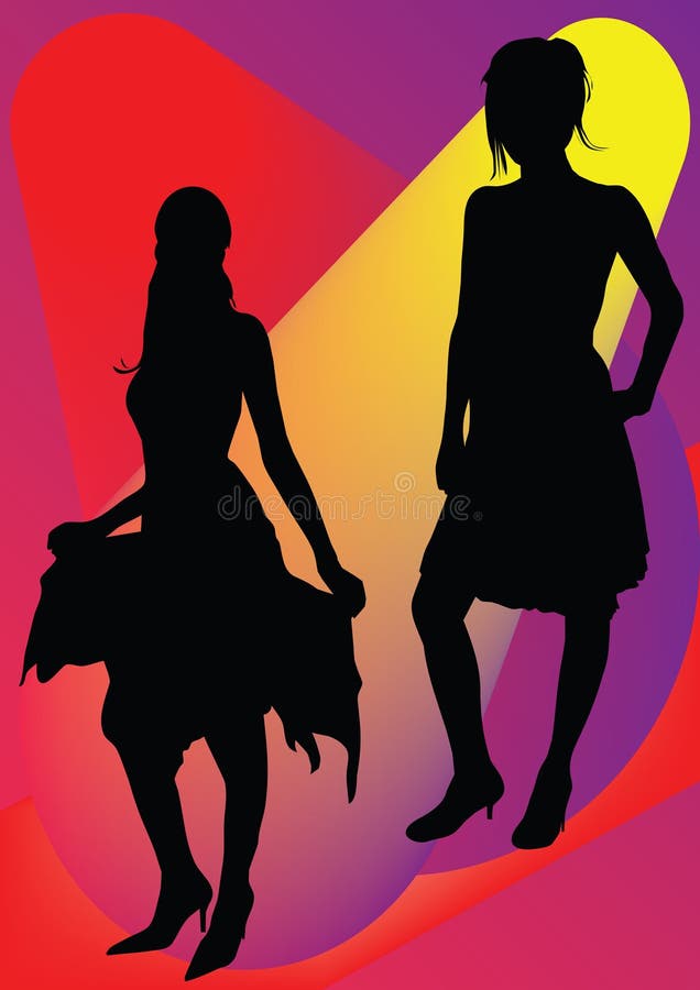 Silhouete of fashion girls