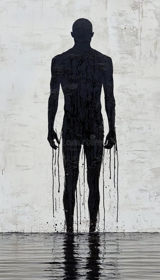 Silhouette Against Glass, Reflections On Water, Exploring Human Connection And Inner Existence royalty free illustration