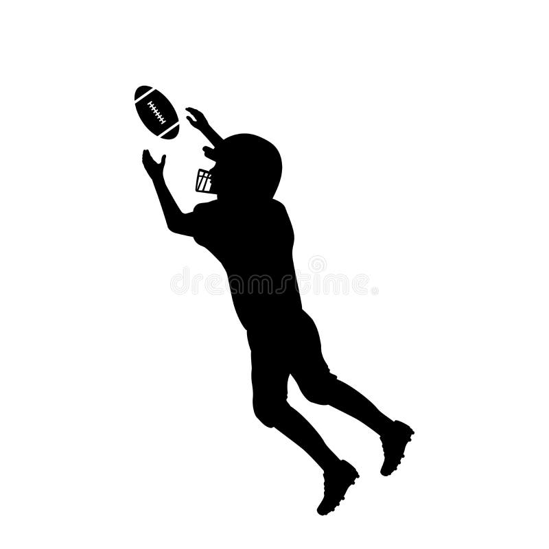 Silhouette American football player boy catch the ball. Symbol sport. Illustration icon logo