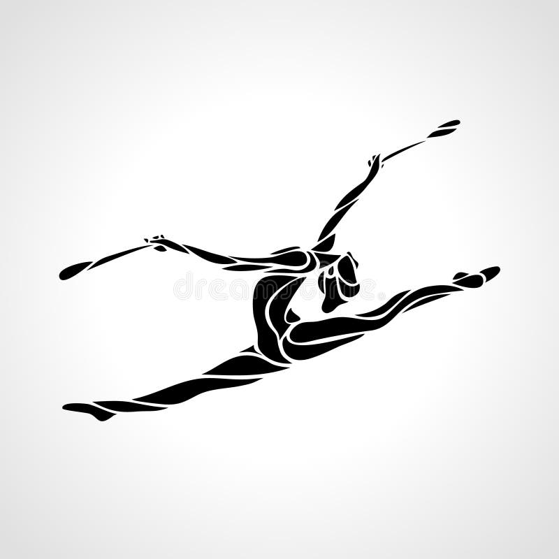 Silhouette of Art Rhythmic Gymnastic Girl with Clubs Stock Vector ...