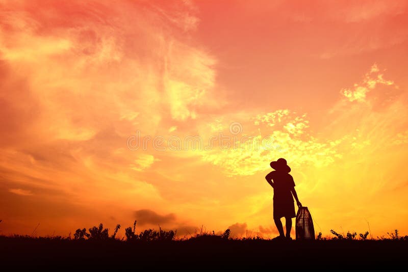 Silhouette Asian boy fishing royalty free stock images Silhouette Asian boy fishing royalty free stock images