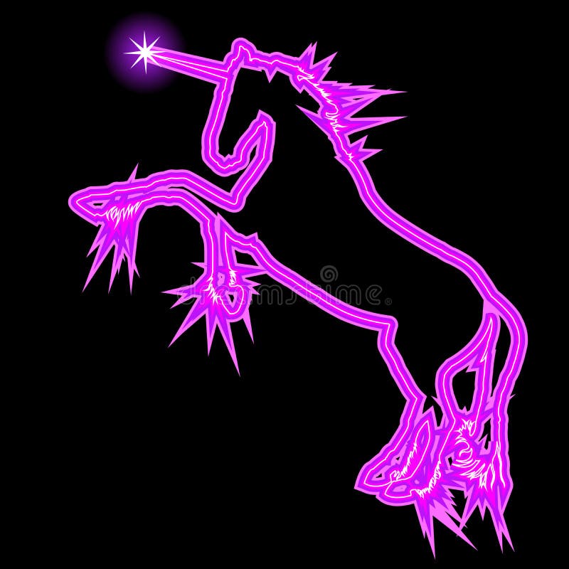 Silhouette au néon de licorne élevant - l'image de vecteur illustration de vecteur Silhouette au néon de licorne élevant - l'image de vecteur illustration de vecteur