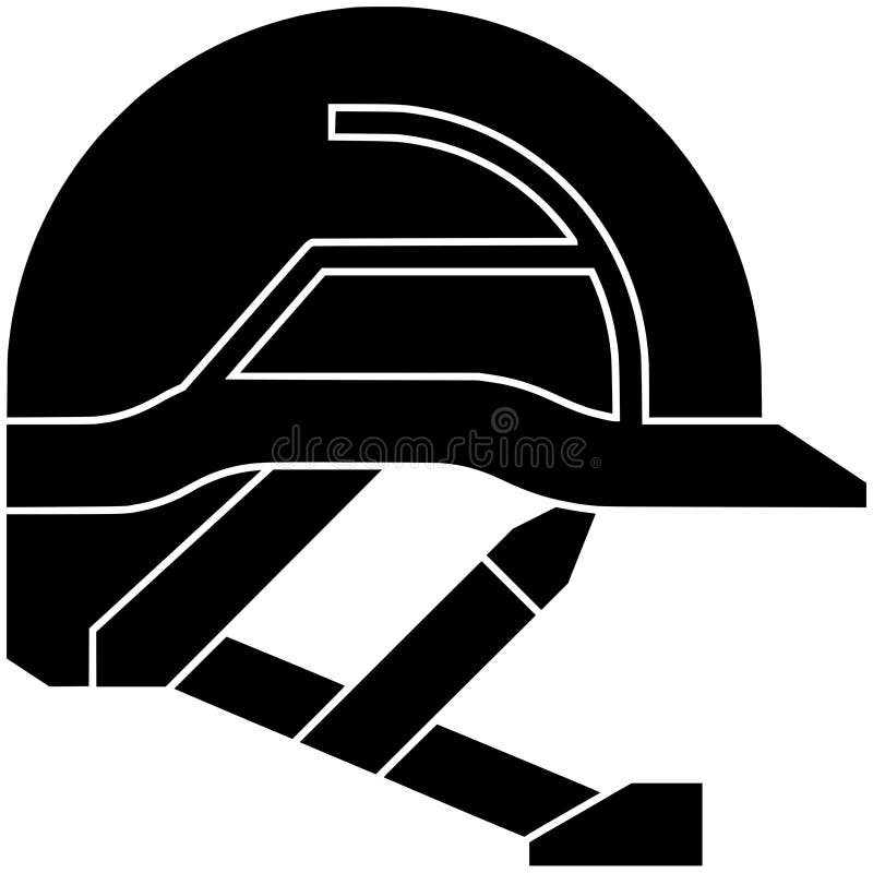 Silhouette aus schwarzem Helm oder flache Sicherheitsabbildungen für den technischen Logografen für Arbeiter mit Bergwerkssymbol u stock abbildung