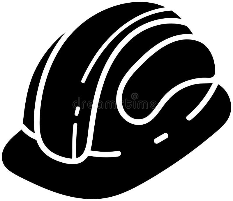 Silhouette aus schwarzem Helm oder flache Sicherheitsabbildungen für den technischen Logografen für Arbeiter mit Bergwerkssymbol u vektor abbildung