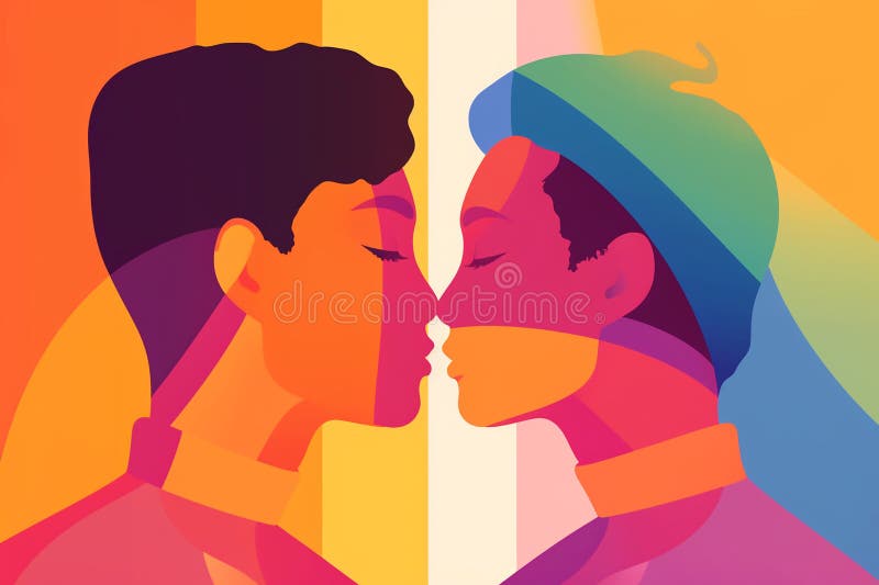 Silhouette bacia ragazze africane e asiatiche royalty illustrazione gratis