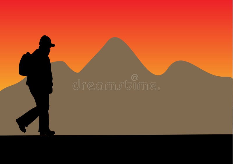 Silhouette with backpack