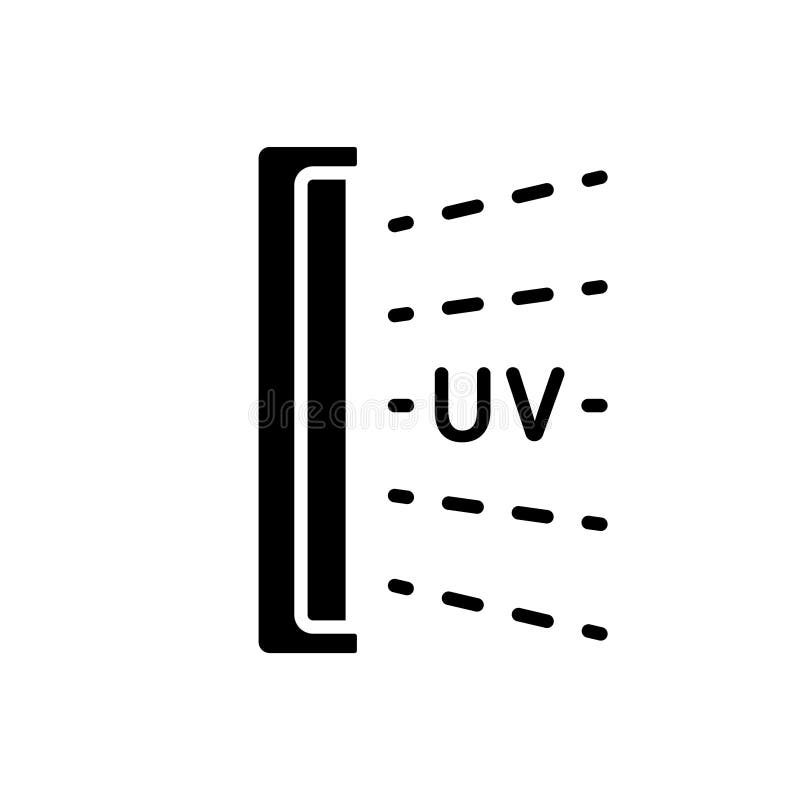 Silhouette Bactericidal UV lamp. Outline icon of disinfection light. Black illustration of medical device for home, clinic