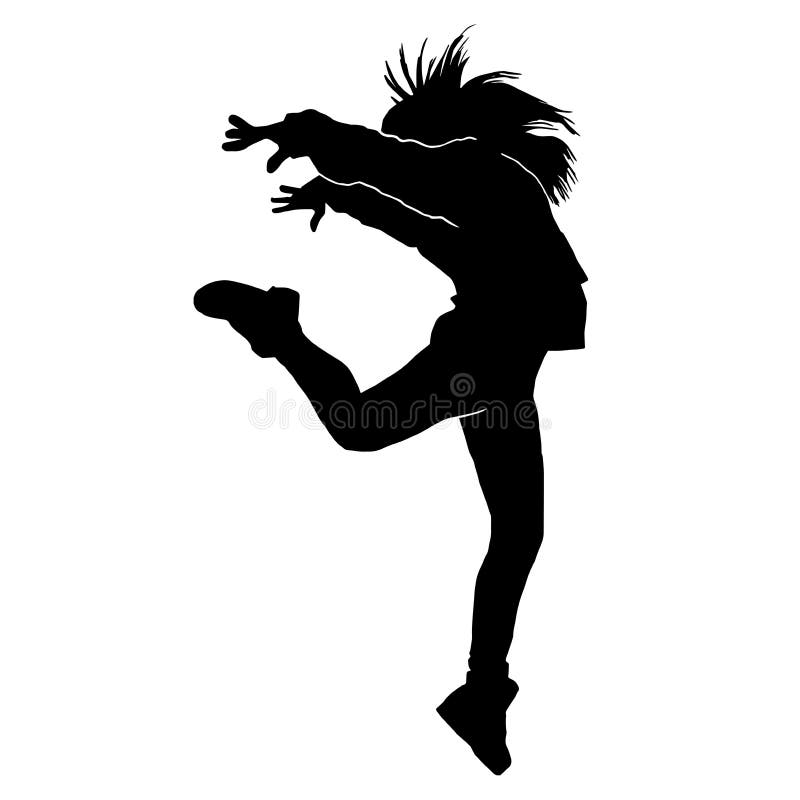 Silhouette of Beautiful Female Hip Hop Dance on White Background Stock  Vector - Illustration of male, silhouette: 228160398