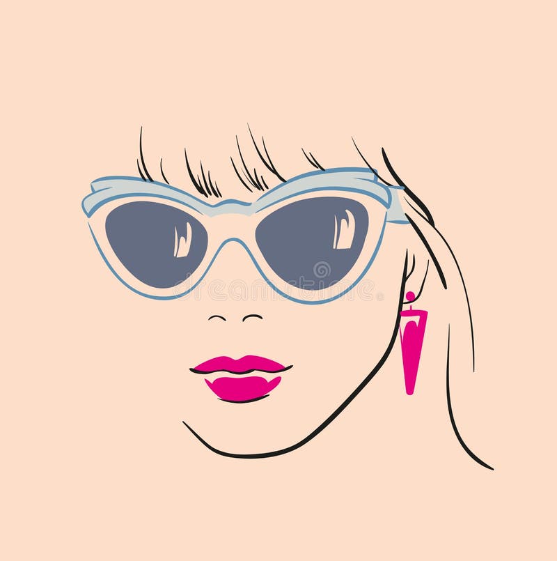 Download Silhouette Of Beautiful Girl Face With Glasses Stock ...
