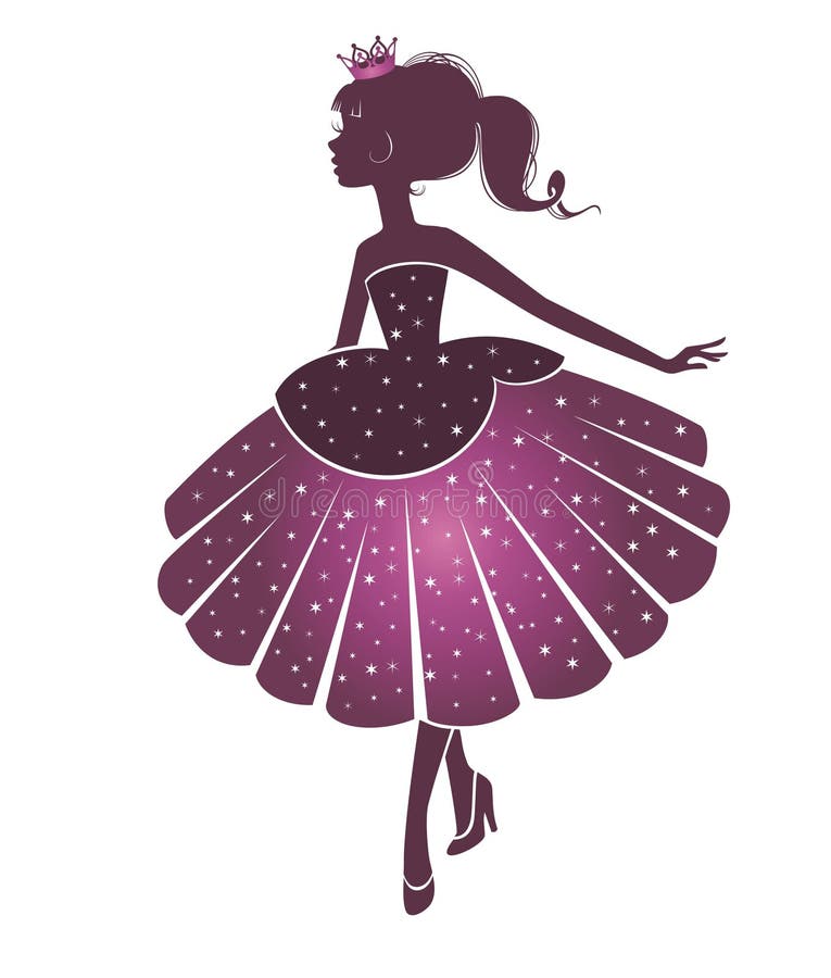 Silhouette of a beautiful princess royalty free illustration