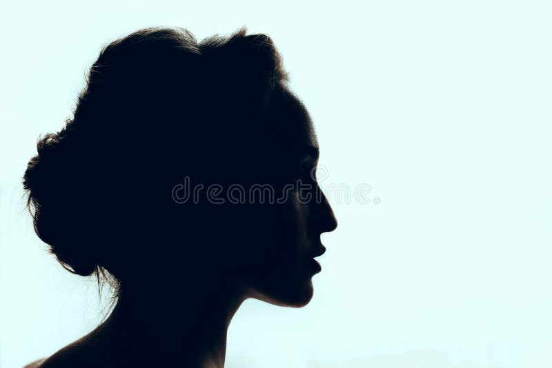 Silhouette of beautiful young woman with a beautiful hairdo. royalty free stock photos Silhouette of beautiful young woman with a beautiful hairdo. royalty free stock photos
