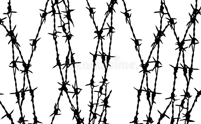 Silhouette of Black Barbed Wire on White Background, Abstract Stock ...