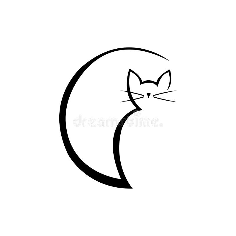 Silhouette Of A Black Cat With A Long Tail Flat Style The Design Is Suitable For Modern Decor Stock Vector Illustration Of Isolated Halloween 186562404
