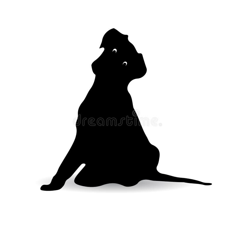 Silhouette of a black dog sitting surprised, Cartoon stock illustration Silhouette of a black dog sitting surprised, Cartoon stock illustration