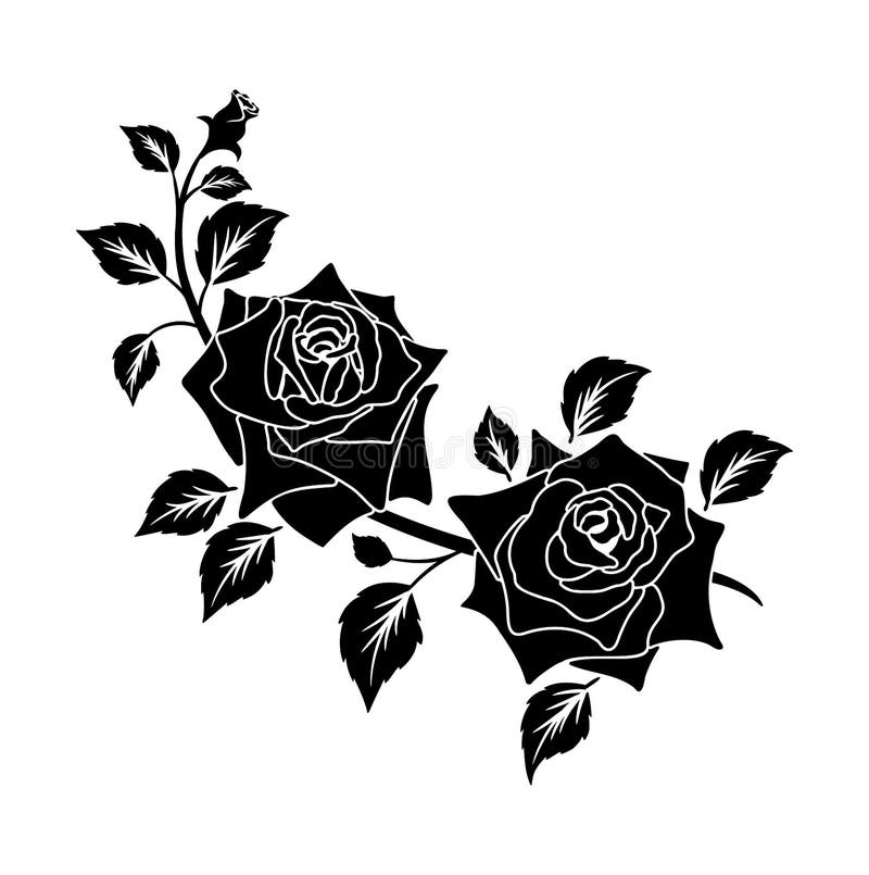Silhouette Black Motif Rose Stock Vector - Illustration of floral ...