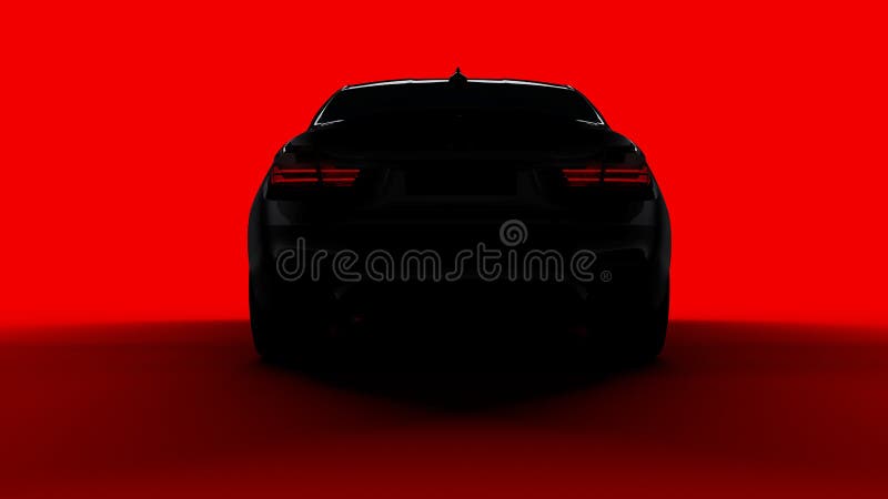 Silhouette of black sports car on red