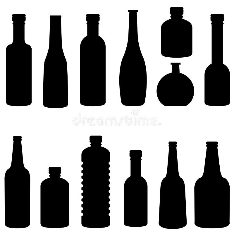 Set of bottle silhouette stock vector. Illustration of cocktails 37133684