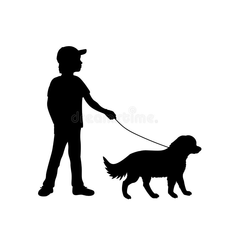 Child Walking Dog Silhouette Stock Illustrations 591 Child Walking