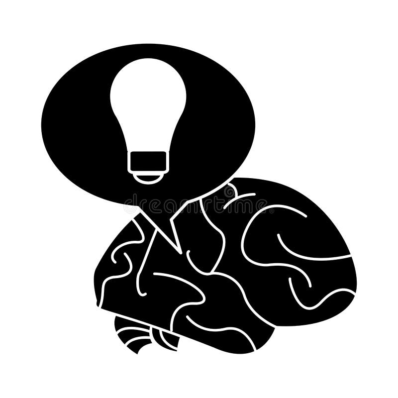 Silhouette brain thinking idea bubble royalty free illustration