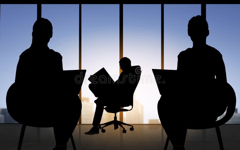 Silhouette of business people working at office