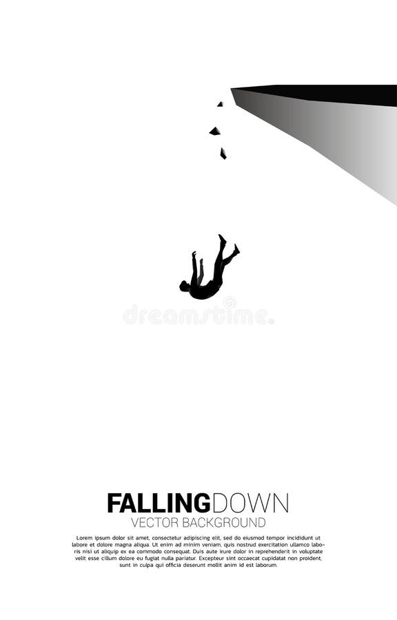 Silhouette of Businessman Slip and Falling Down from the Cliff. Stock  Vector - Illustration of crisis, business: 189598784