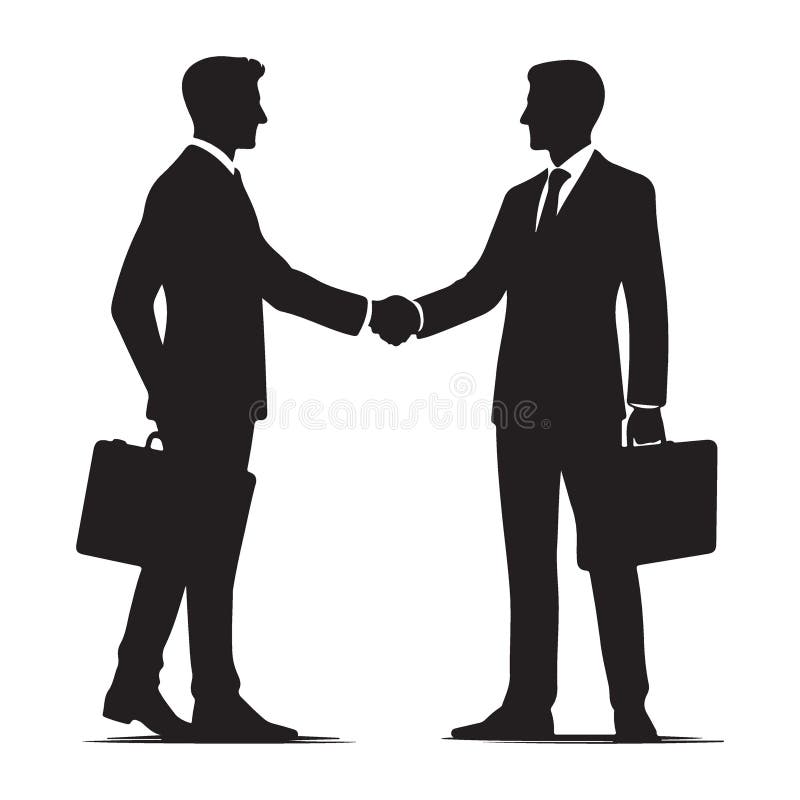 Silhouette Businessmen Shake Hands Deal Partnership Success Agreement Concept illustrazione di stock