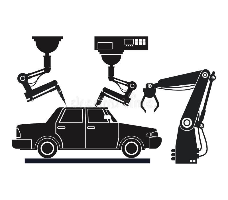 Car Production Line Vector Illustration Auto Maintenance Process Stock Vector Illustration of