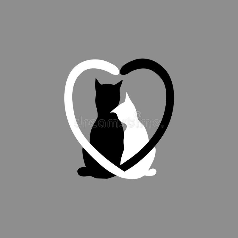 Cats in love with heart shaped tails icon Vector Image