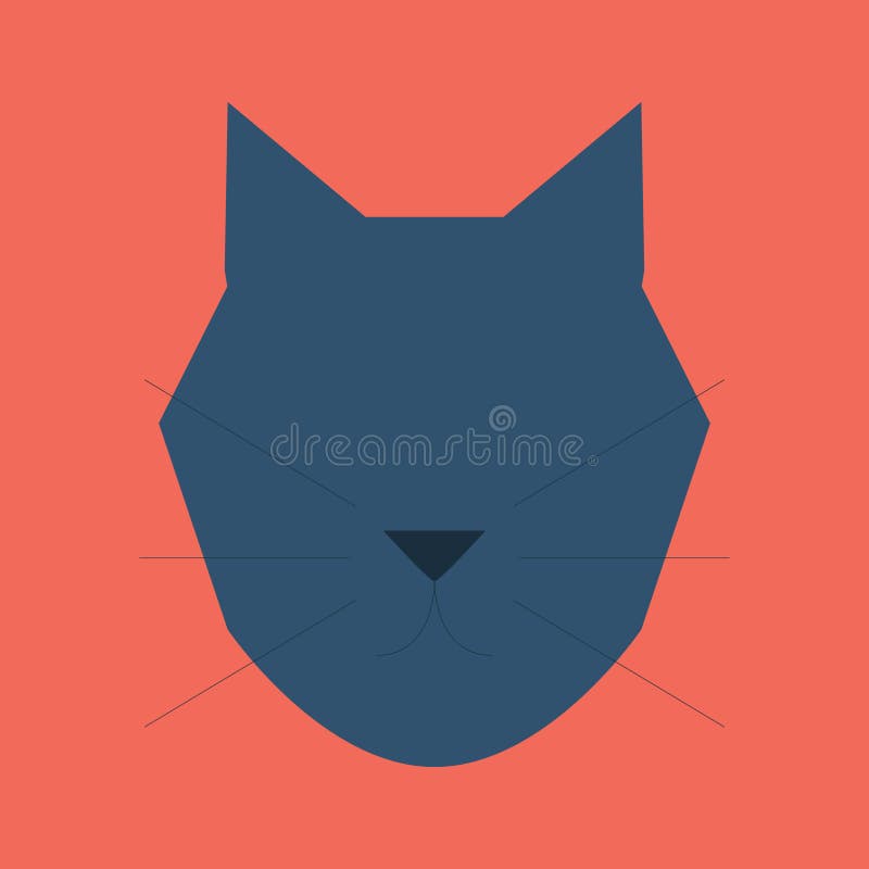 Silhouette of Cat Face. Vector Illustration Decorative Design Stock