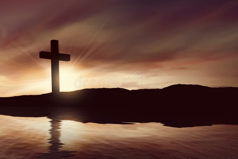Silhouette of christian cross
